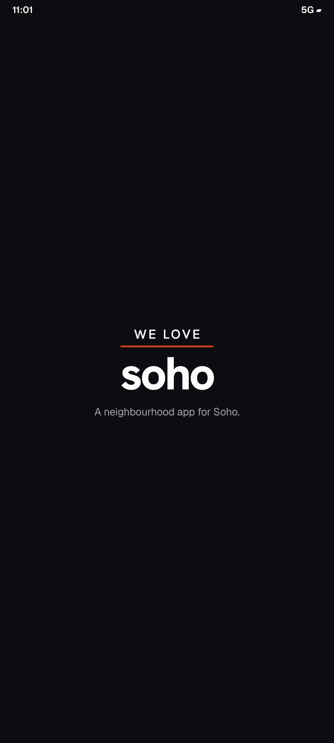 We Love Soho app: Splash screen